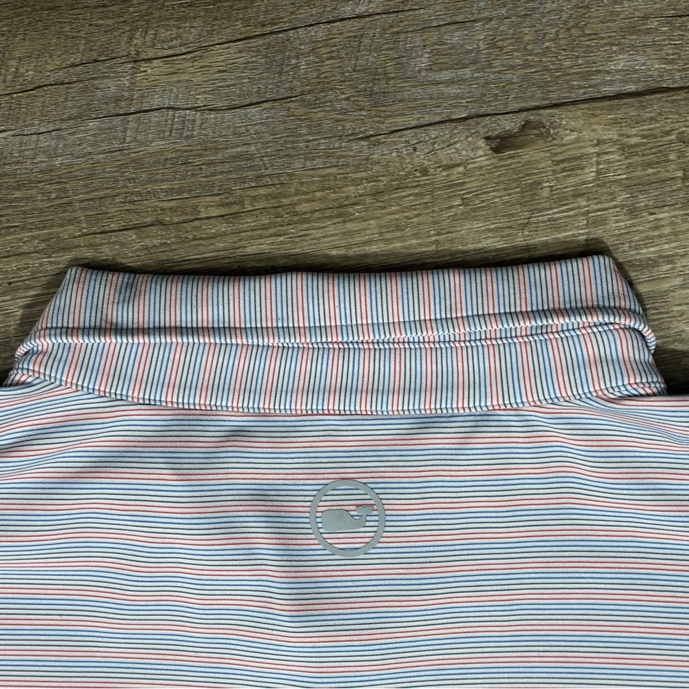 Vineyard Vines Sankaty Polo Red Blue White Stripe Performance XXL - Picture 6 of 9